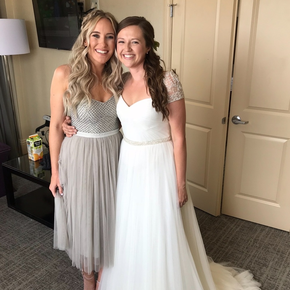 Beaded and Tulle midi bridesmaid dress